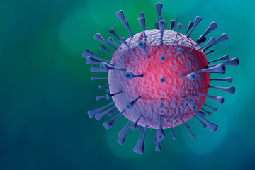 3d ilustration of an virus on blue backgroung with area for your text.