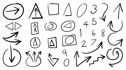 Arrow hand drawn, Arrow doodle ,Arrow sketch vector set. 