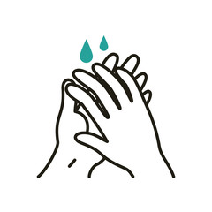 Obraz premium Hands washing with drops half line half color style icon vector design