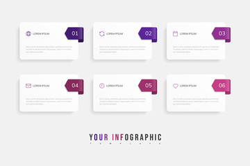 Infographics design vector and marketing icons. Business concept with 6 options, steps or processes.