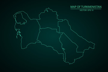 Turkmenistan map - blue geometric rumpled triangular low poly style gradient graphic background , polygonal design for your . Vector illustration eps 10. - Vector