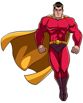 recommend clip art: Superhero Flying on White