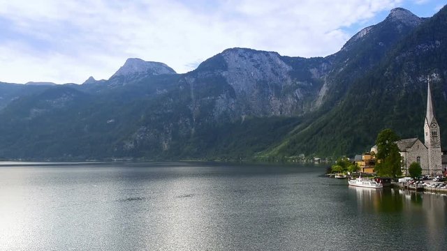 Hallstatt village near lake in Austrian Alps, UNESCO World heritage.