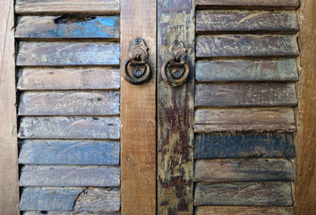 wood door classic in an old building