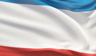 Waving national flag of Crimea. Waved highly detailed close-up 3D render.