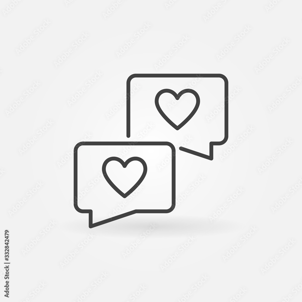 Poster speech bubbles with hearts vector outline concept icon or design element
