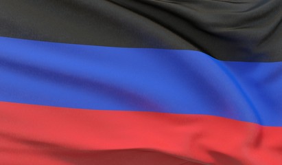 Waving national flag of Donetsk People's Republic. Waved highly detailed close-up 3D render.