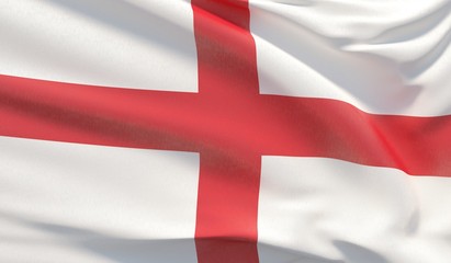 Obraz premium Waving national flag of England. Waved highly detailed close-up 3D render.