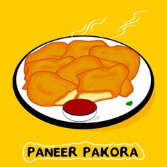 Paneer Pakora or Bhajia indian Street Food Vector