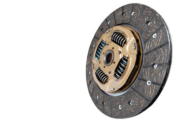 Car repair kit clutch manual gearbox isolated on a white background. Car and truck clutch disk....