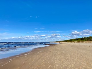 Baltic Sea spring coast  sea  beach Lilaste Latvia