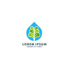 Natural fresh logo design, eco leaf icon - vector