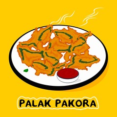 Palak pakora or Spinach Pakora indian Street Food Vector