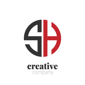 Initial Letter sh Creative Elegant Circle Logo. Circle Logo Template.