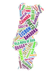 Portugal list of cities word cloud concept