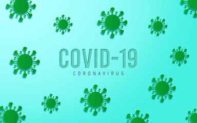 Corona virus paper cut background (2019 - nCoV) Wuhan virus disease. Poster Template. Vector Illustration.