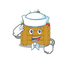 Cute strawberry fruit box Sailor cartoon character wearing white hat