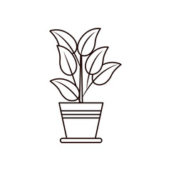 plant inside pot line style icon vector design