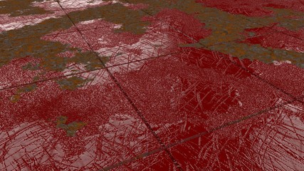 Abstrack Red Painted Roasted Steel Sheet. 3D illustration. 3D high quality rendering.