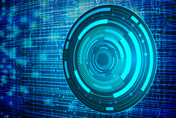 Blue eye cyber circuit future technology concept background