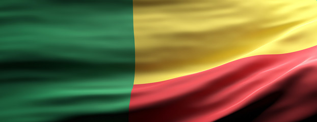 Benin national flag waving texture background. 3d illustration