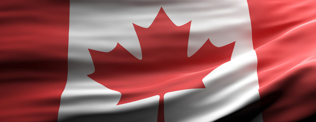 Canada national flag waving texture background. 3d illustration