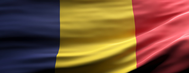 Obraz premium Chad national flag waving texture background. 3d illustration