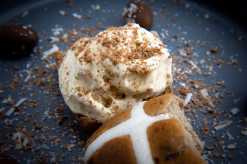 Hot cross buns ice cream bun sandwiches with easter eggs