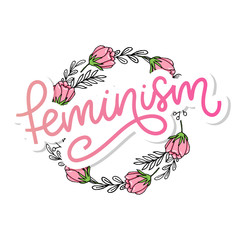 Typographic design. feminism letter. Graphic element. Typography lettering design. Woman motivational slogan. Feminism slogan. Girl power quote. Fashion illustration. Feminism letter in doodle style.