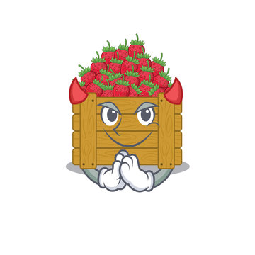 A picture of strawberry fruit box in devil cartoon design
