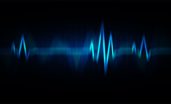 Blue Heart pulse monitor with signal. Heart beat. ekg icon wave