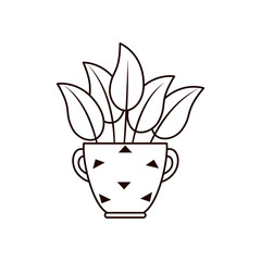 plant inside pot line style icon vector design