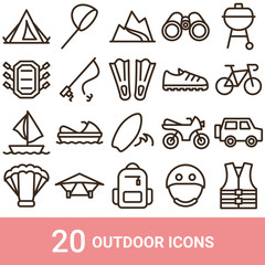 商品アイコン　アウトドア　ライン　20セット