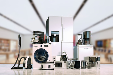 3d render of home appliances collection set