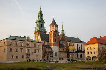 Wawel Castle cathedral in Cracow in autumn