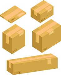 Pile of stacked sealed goods cardboard boxes. Flat style vector illustration isolated on white background.