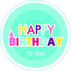 Happy birthday hand drawn vector lettering design on background of pattern with stripes. Perfect for greeting card.