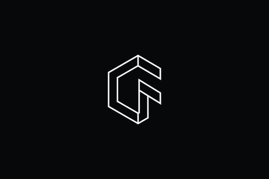 recommend clip art: Minimal elegant monogram art logo. Outstanding professional trendy awesome artistic 3D CF FC initial based Alphabet icon logo. Premium Business logo White color on black background