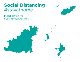 Guernsey map with Social Distancing #stayathome tag