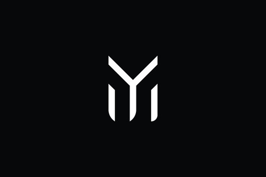 Minimal elegant monogram art logo. Outstanding professional trendy awesome artistic MY YM WY YW initial based Alphabet icon logo. Premium Business logo White color on black background