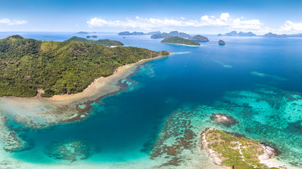 Fototapeta na wymiar Coastal Scenery of El Nido, Palawan Island, The Philippines, a Popular Tourism Destination for Summer Vacation in Southeast Asia, with Tropical Climate and Beautiful Landscape.