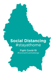 Luxembourg map with Social Distancing #stayathome tag