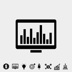 info graphs on computer icon vector illustration and symbol for website and graphic design
