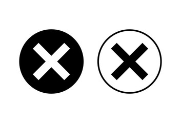 Close icons set on white background. Delete icon. remove, cancel, exit symbol