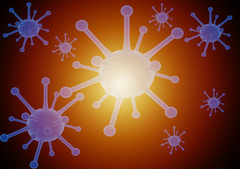Abstract of Coronavirus disease COVID-19 infection medical with red blood cells on a dark background