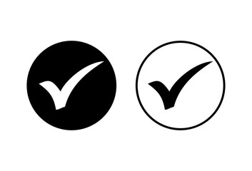 Check icons set on white background. check mark icon. check list button icon. Tick