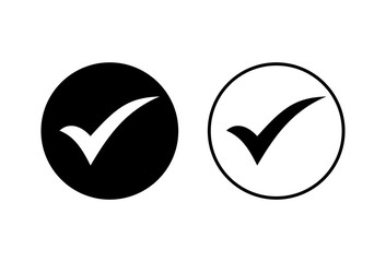 Check icons set on white background. check mark icon. check list button icon. Tick