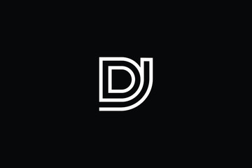 Minimal elegant monogram art logo. Outstanding professional trendy awesome artistic DJ JD initial based Alphabet icon logo. Premium Business logo White color on black background