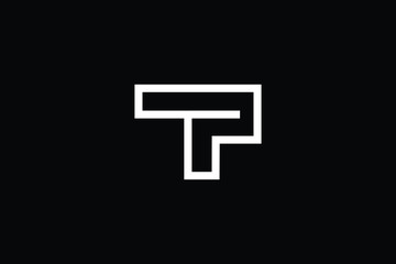 Minimal elegant monogram art logo. Outstanding professional trendy awesome artistic PT TP initial based Alphabet icon logo. Premium Business logo White color on black background