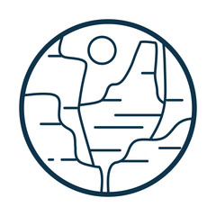 Sun and desert line style icon vector design